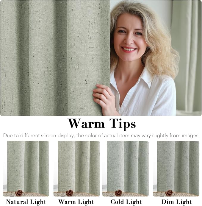 H.VERSAILTEX Linen Blackout Curtains 63 Inches Long 100% Absolutely Blackout - Image 5