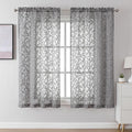 Lecloud Leia Charcoal Grey Sheer Curtains 63 Inch Length 2 Panels, Rustic Light by Lecloud