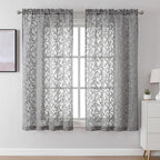 Lecloud Leia Charcoal Grey Sheer Curtains 63 Inch Length 2 Panels, Rustic Light by Lecloud