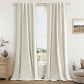 Guken Cream 100% Blackout Linen Curtains 42 Inch Wide by 84 Inch by Guken