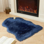 AMTOVO Faux Fur Rug, Dark Blue Small Area Rug, Fluffy Sheepskin Rug, Fuzzy - Image 6