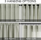 Sage Green Boho Curtains for Bedroom Back Tab Rod Pocket Semi Sheer Linen - Image 3