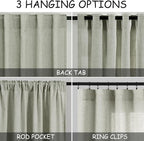 Nanspring Sage Green Curtains 92 Inch Length 2 Panels Back Tab Pocket Light - Image 3