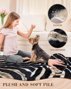 Zebra Print Rug for Living Room, Faux Fur Zebra Hide 5.2x7 Feet Animal Skin Rug - Image 2