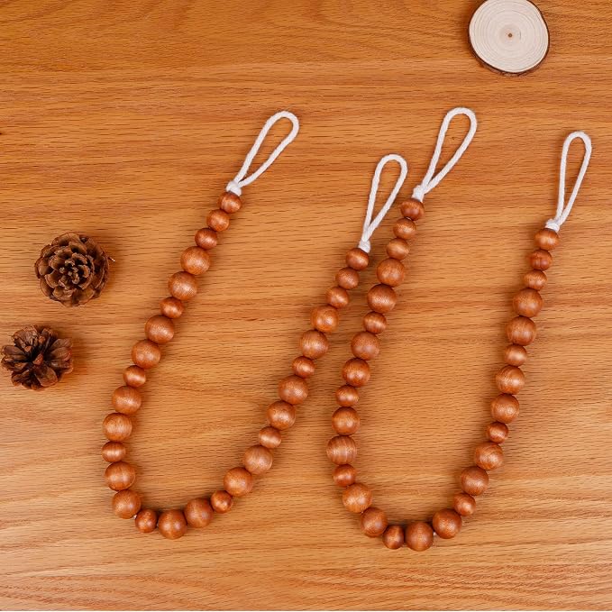 Wood Bead Curtain Tiebacks, KLOGTSIND Set of 4 Curtain Holdbacks - Image 6