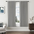 Guken Dark Grey 100% Blackout Linen Curtains 63 Inch Length 2 Panels Set by Guken