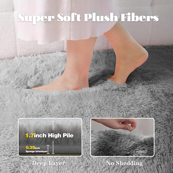 5x7 Area Rug for Living Room: Fluffy Shag Soft Washable Rugs Fuzzy Plush Indoor - Image 3