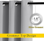 NICETOWN Silver Grey Curtains 96 inches Long, Grommet Thermal Insulated - Image 2
