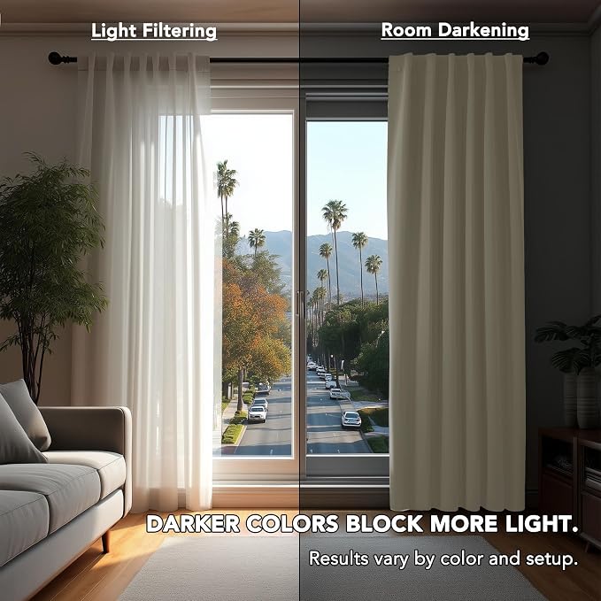 Deconovo Blackout Curtains, Thermal Insulated, W70 x L84 2 Panels, Back Tab - Image 3