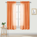 DWCN Sheer Orange Curtains 63 inch Length 2 Panels Set, Rod Pocket Solid Color by DWCN