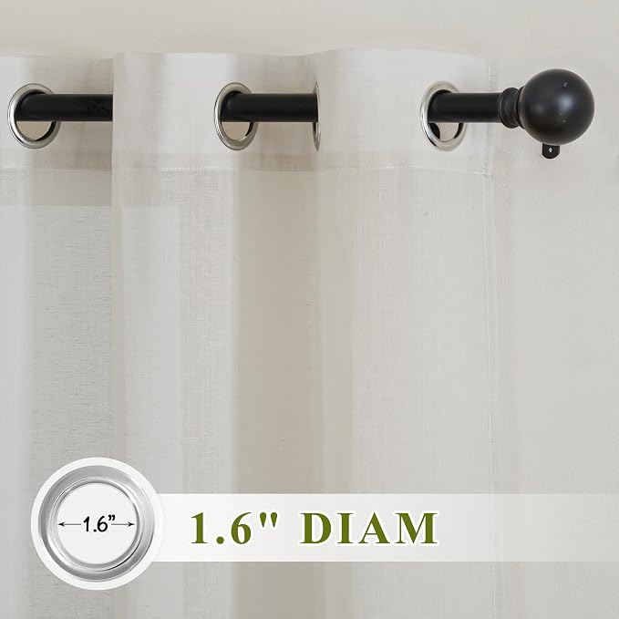 NICETOWN Semi Sheer Linen Curtains Extra Wide - Image 2