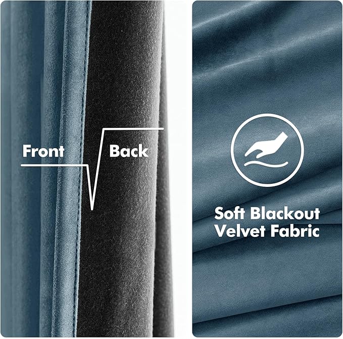 MIULEE Elegant Velvet Curtains Dark Slate Grommet Curtain Thermal Insulated - Image 3