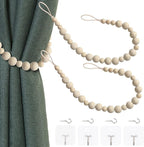OCIOLI 2 Pieces of Wood Bead Curtain Tieback Boho Curtain Tiebacks Curtain by OCIOLI