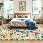 6x9 Area Rugs for Living Room: Floral Washable Rug Vintage Large Soft Boho - Image 3