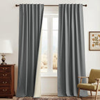 RYB HOME Grey Linen Blackout Curtains by RYBHOME