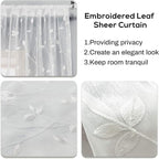 AmHoo 2 Panels Embroidered Leaf Pattern Semi Sheer Curtains Foliage Floral - Image 4