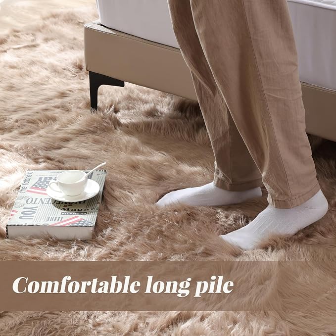 ORINOVA Beige Faux Sheepskin Fluffy Fur Rugs - Image 4