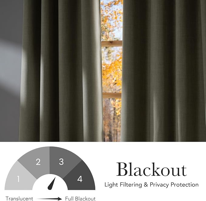 NICETOWN Beige Faux Linen Room Darkening Rod Pocket Curtains 63 inch Length - Image 6