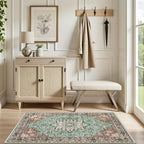 2x3 Area Rugs Living Room Rug: Washable Vintage Distressed Floral Rug No Slip - Image 5