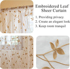 AmHoo 2 Panels Embroidered Leaf Pattern Semi Sheer Curtains Foliage Floral - Image 4
