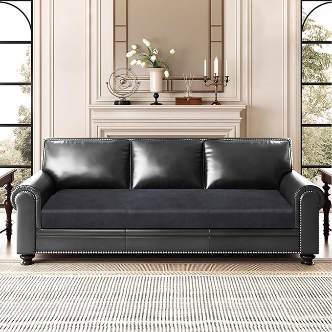 Leather Look Couch Cushion Covers Sofa Seat Slipcovers Sets Couches Furniture - Image 2