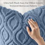 decorUhome Throw Pillow Covers 12x20 Inch Set of 2, Soft Plush Faux Wool Dusty - Image 6