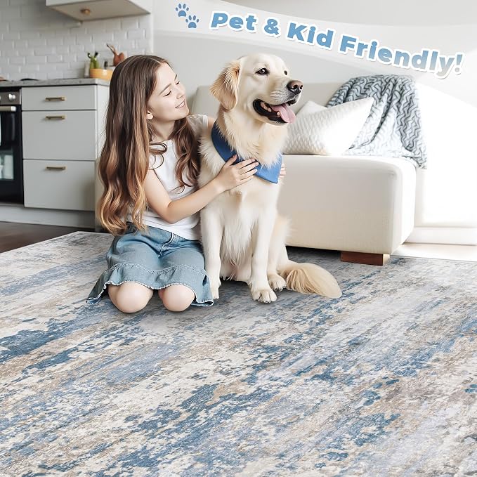 pmtsns Area Rugs 10x14 Living Room: Washable Rug Modern Abstract Neutral Soft - Image 5