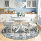 Area Rugs 6ft Washable Non-Slip, Floral Vintage Distress Print Pattern - Image 2