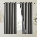 NICETOWN Grizzle Gray Vintage Linen 100% Blackout Curtains - Image 2