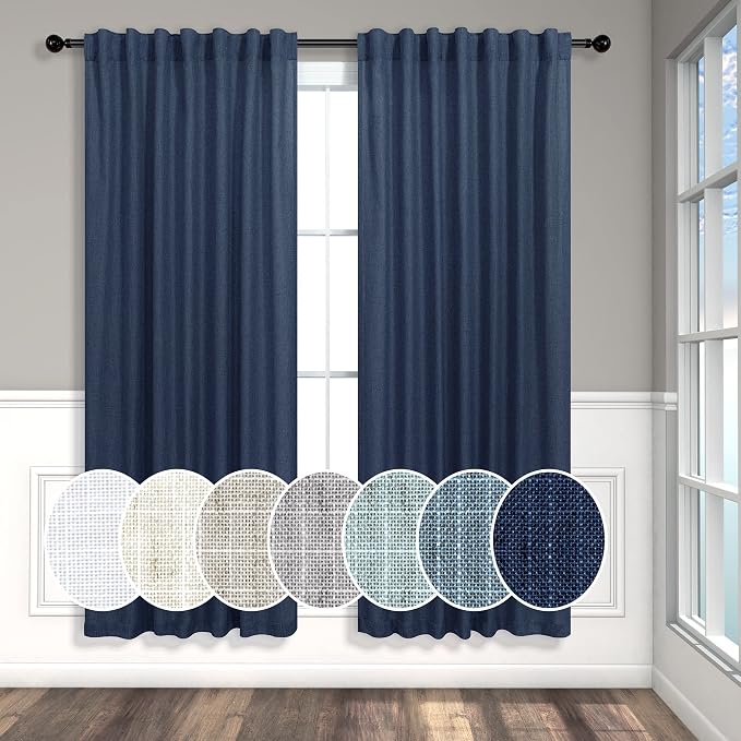 Navy Blue Curtains 63 Inch Length by Pitalk