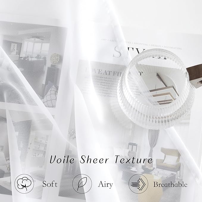 NICETOWN Sheer White Sliding Door Curtains - Image 4