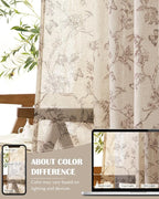 jinchan Floral Linen Curtains for Living Room 96 Inch Length Butterfly Curtain - Image 7