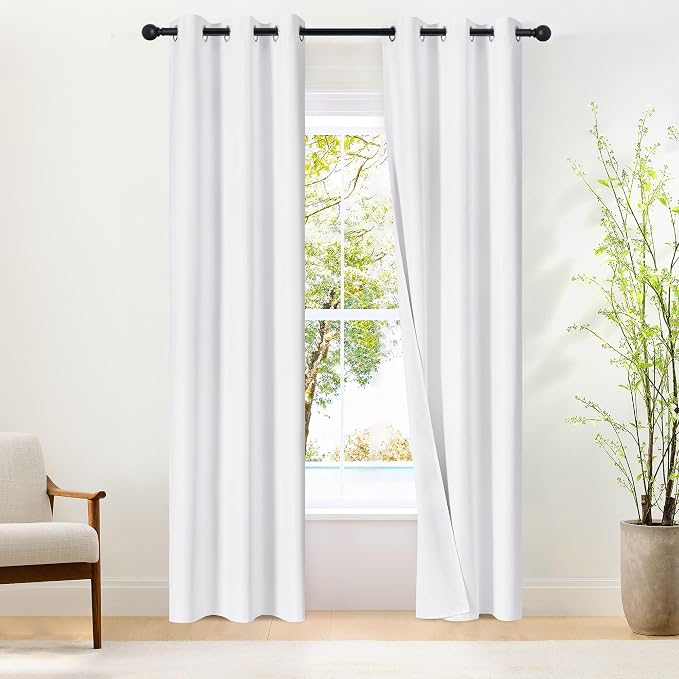 NICETOWN White100% Blackout Window Curtains 84 inch Long, Grommet Room by NICETOWN