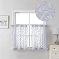 Lecloud Leia Light Grey Kitchen Sheer Curtains 24 Inch Length 2 Pcs, Jacquard by Lecloud
