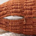 MIULEE Pack of 2 Rust Corduroy Decorative Euro Sham Pillow Covers 24x24 Inch - Image 3