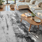 Living Room Rug 9x11 Ink Black Area Rugs Machine Washable Abstract Boho Large - Image 3