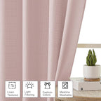 OWENIE Bob Valance Curtains 18 Inch Length 1 Piece, Faux Linen Slub Solid Blush - Image 2