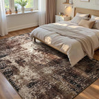 Ompaa Living Room Rug 5x7 Brown Area Rug Machine Washable Boho Coffee Rug Non by OmpaaHomeDecor