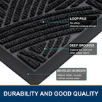 Smiry Front Door Mat Outside Entrance, Heavy Duty Sturdy Natural Rubber Doormat - Image 4