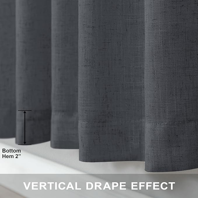Grey Curtains for Living Room 96 Inches Long 2 Panels Back Tab Light Filtering - Image 5