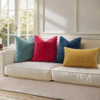 decorUhome Red Chenille Throw Pillow Covers 18x18 Set of 2 Textured Soft Cozy - Image 6