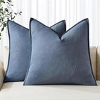 MIULEE Decorative Linen Euro Sham Pillow Covers 24x24 Inch Blue Ashes Boho by MIULEE