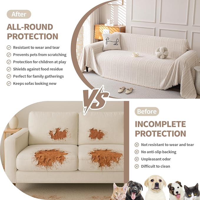 Boho Chenille Couch Cover for Dogs, Non Slip Sofa Cover, Couch Slipcover Covers - Image 3