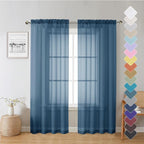 Lecloud Dusty Blue Sheer Curtains 72 Inches Long 2 Panels, Light Filtering by Lecloud