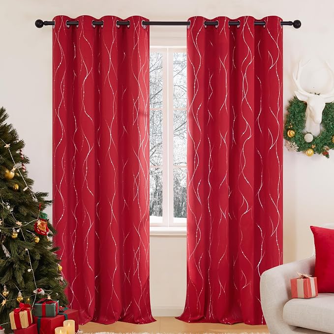 Deconovo Blackout Curtains, Christmas Red Curtain, Thermal Insulated by Deconovo
