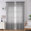 Lecloud Leia Charcoal Grey Sheer Curtains 96 Inches Long 2 Panels, Airy Leaf by Lecloud