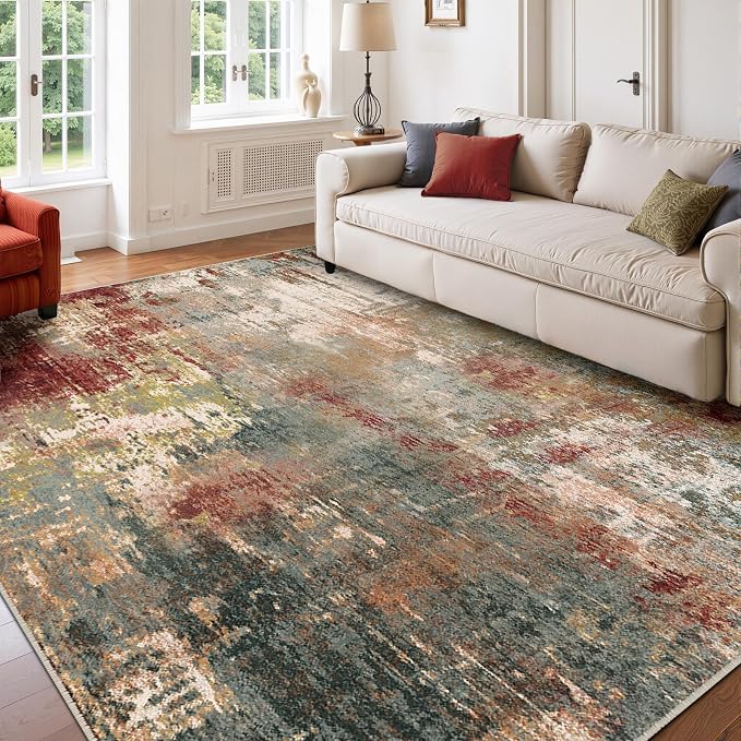 Washable Area Rugs 6'x8' Non-Slip Modern Abstract Soft by RELEANY