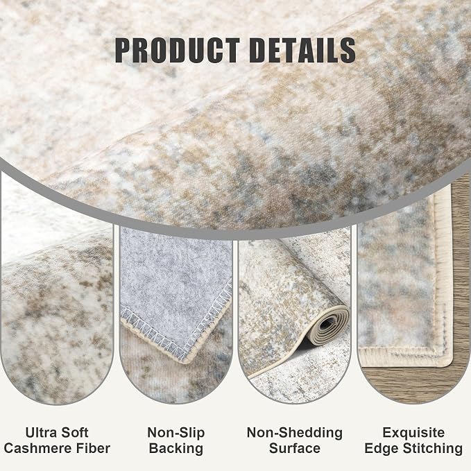 9x12 Area Rug Living Room Rug: Washable Modern Abstract Soft Thin Rug Indoor - Image 7