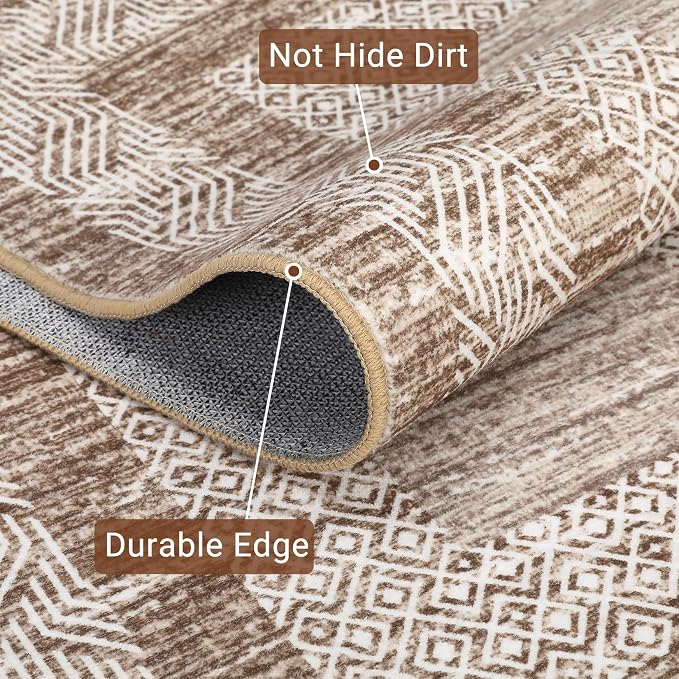GarveeHome 2x6 Modern Bordered Runner Rug Soft Non Slip Runner Washable Non - Image 4