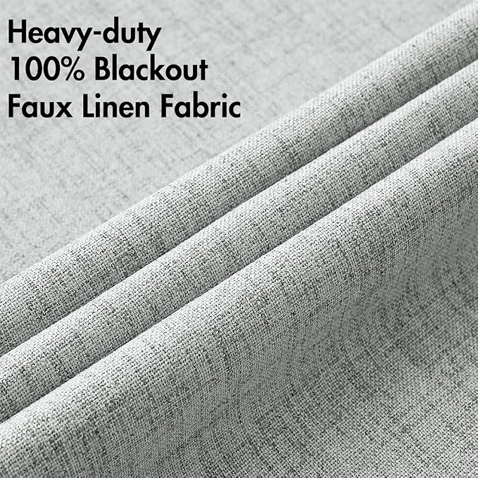MIULEE Linen Curtains for Bedroom 100% Blackout Thermal Insulated Glacier Gray - Image 5